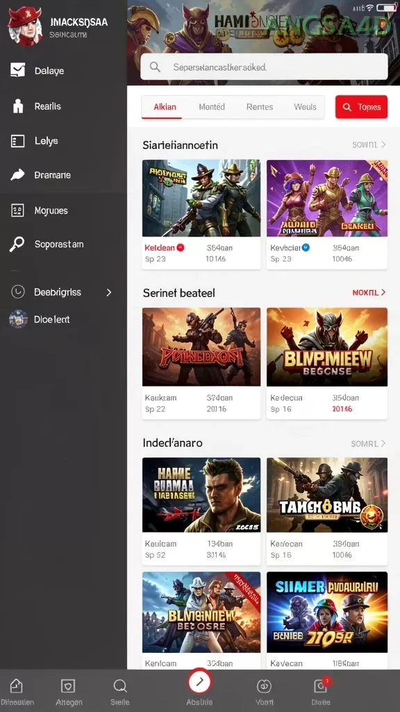 Cuplikan layar KAKRP — menu navigasi