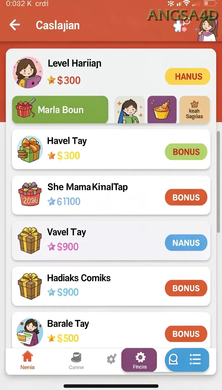 Cuplikan layar RV55 — menu navigasi
