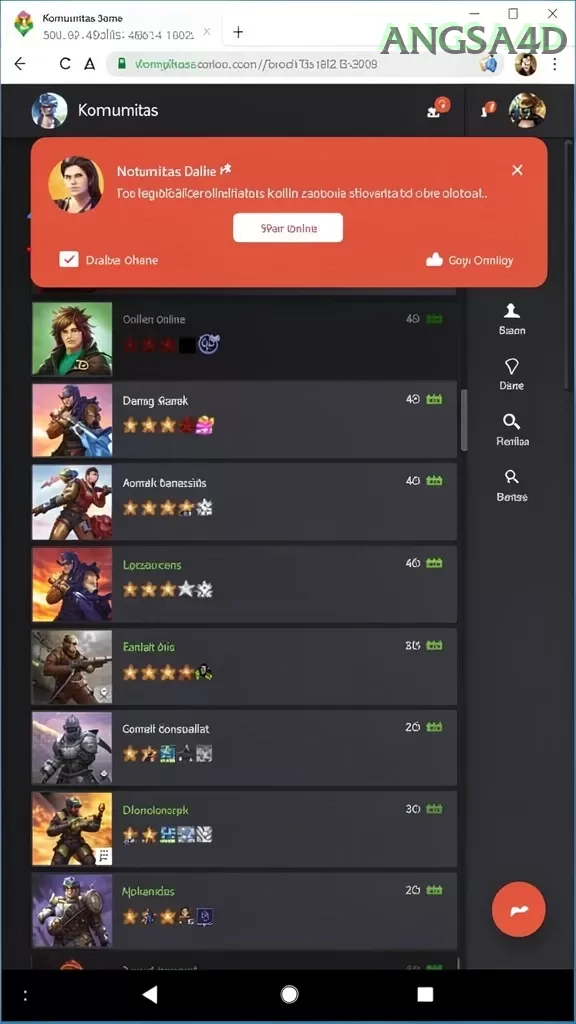 Cuplikan layar GALAXY77 — aktivitas